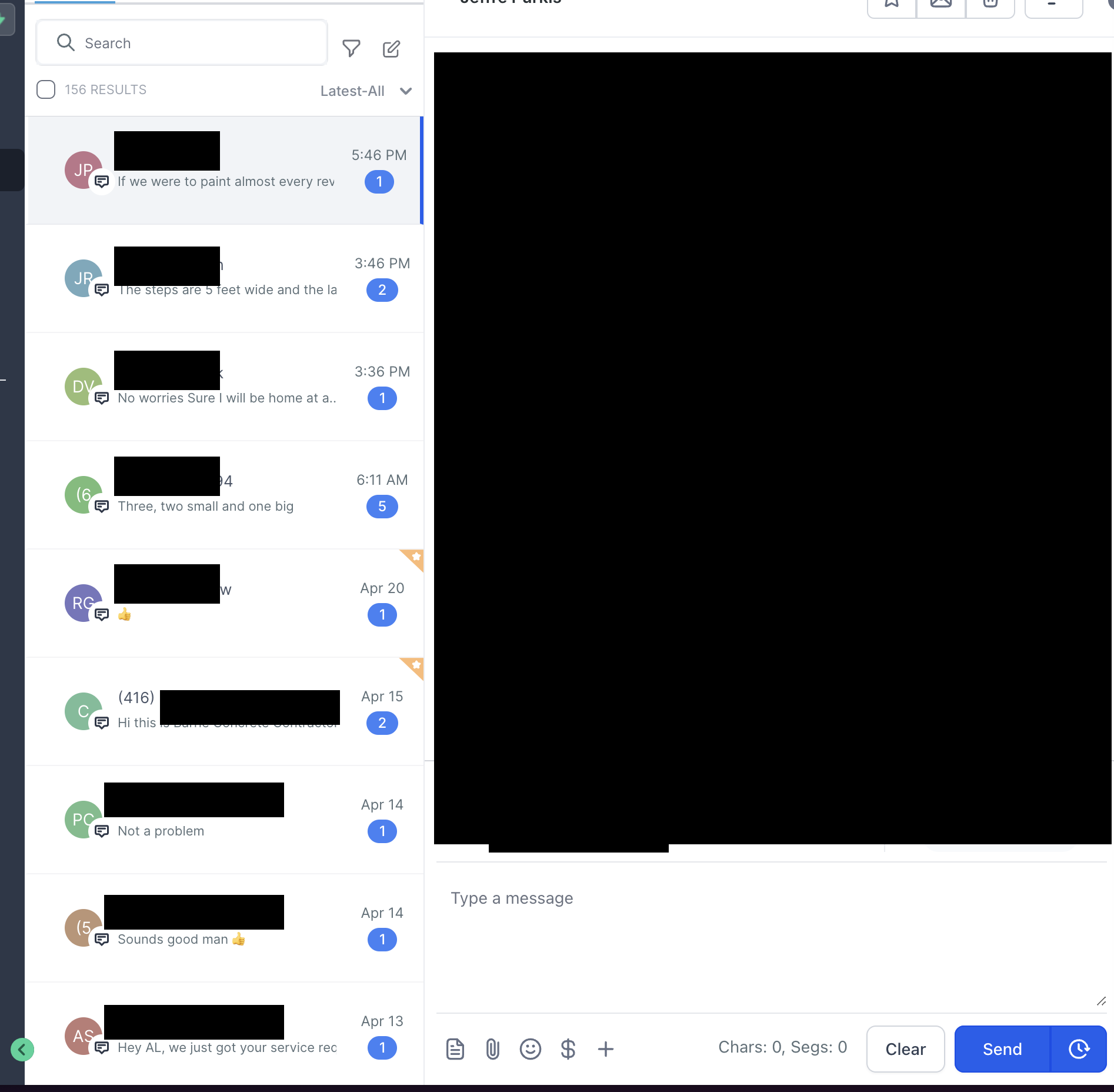 CRM showing leads